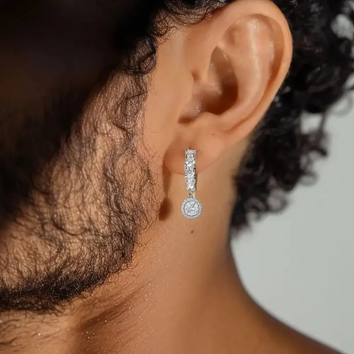Moissanite Halo Dangly Earring aporro Earrings Moissanite Halo Dangly Earring aporro Earrings