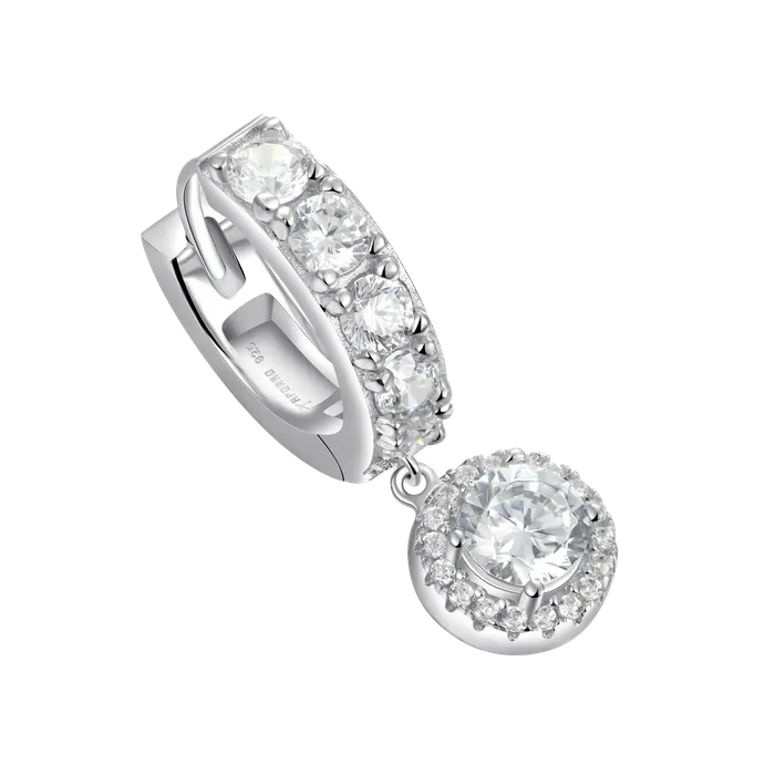 Moissanite Halo Dangly Earring aporro Earrings Moissanite Halo Dangly Earring aporro Earrings