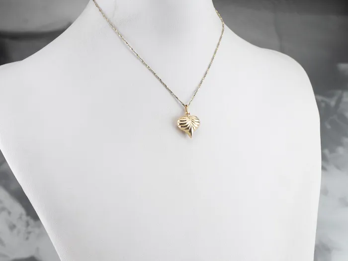 MSJ Office Charm Necklaces Gold Puffy Heart Charm Pendant MSJ Office Charm Necklaces Gold Puffy Heart Charm Pendant