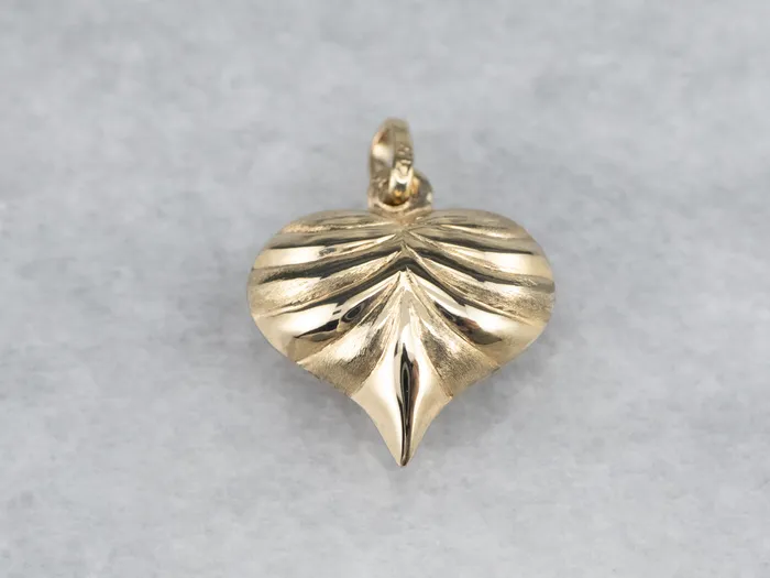 MSJ Office Charm Necklaces Gold Puffy Heart Charm Pendant MSJ Office Charm Necklaces Gold Puffy Heart Charm Pendant