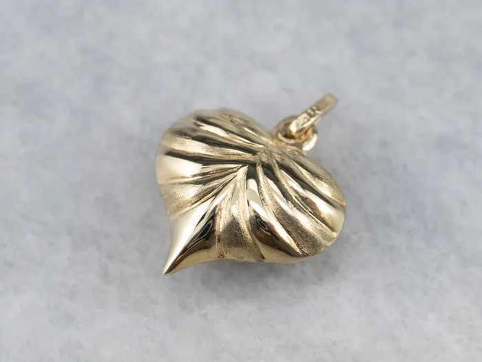 MSJ Office Charm Necklaces Gold Puffy Heart Charm Pendant MSJ Office Charm Necklaces Gold Puffy Heart Charm Pendant