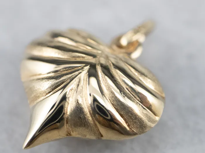 MSJ Office Charm Necklaces Gold Puffy Heart Charm Pendant MSJ Office Charm Necklaces Gold Puffy Heart Charm Pendant