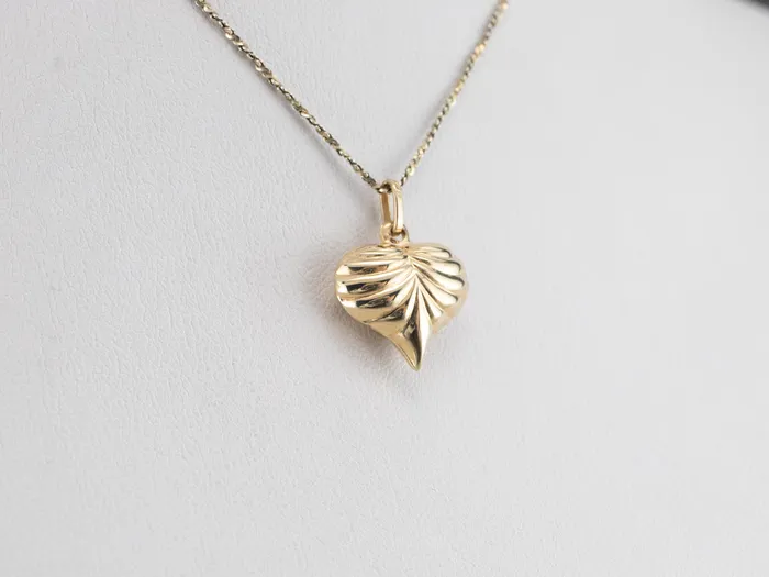 MSJ Office Charm Necklaces Gold Puffy Heart Charm Pendant MSJ Office Charm Necklaces Gold Puffy Heart Charm Pendant