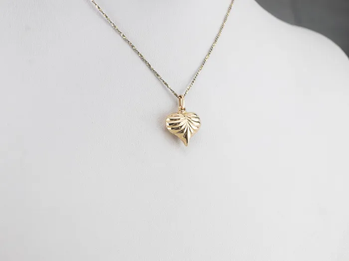 MSJ Office Charm Necklaces Gold Puffy Heart Charm Pendant MSJ Office Charm Necklaces Gold Puffy Heart Charm Pendant
