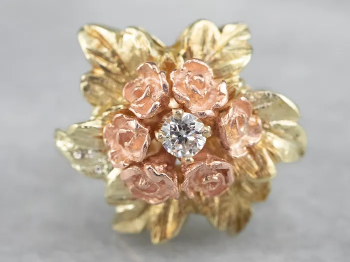 MSJ Office Rings Diamond Bouquet Ring in Two Tone Gold