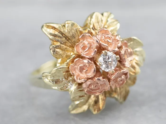 MSJ Office Rings Diamond Bouquet Ring in Two Tone Gold MSJ Office Rings Diamond Bouquet Ring in Two Tone Gold