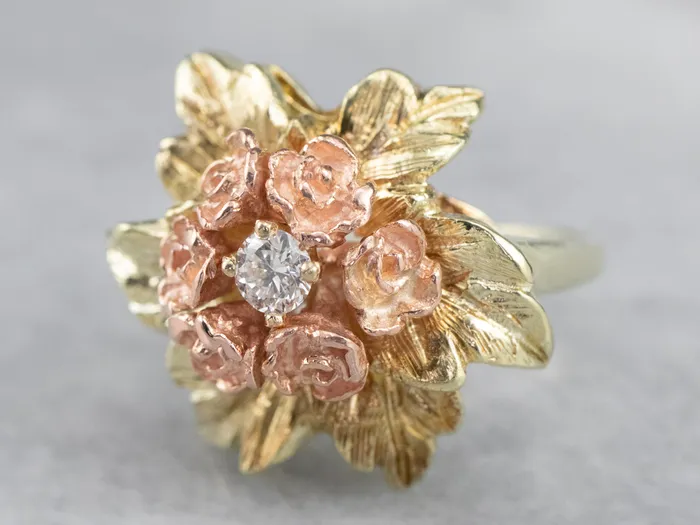 MSJ Office Rings Diamond Bouquet Ring in Two Tone Gold MSJ Office Rings Diamond Bouquet Ring in Two Tone Gold