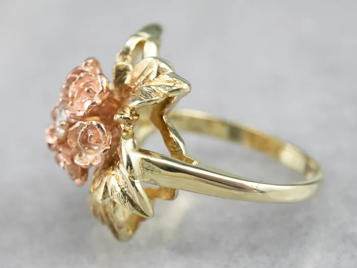 MSJ Office Rings Diamond Bouquet Ring in Two Tone Gold MSJ Office Rings Diamond Bouquet Ring in Two Tone Gold
