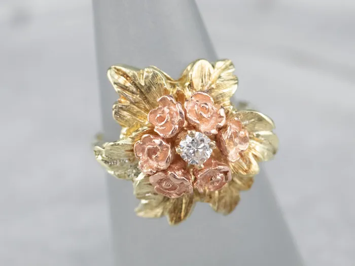 MSJ Office Rings Diamond Bouquet Ring in Two Tone Gold MSJ Office Rings Diamond Bouquet Ring in Two Tone Gold