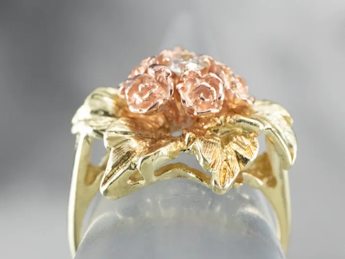 MSJ Office Rings Diamond Bouquet Ring in Two Tone Gold MSJ Office Rings Diamond Bouquet Ring in Two Tone Gold