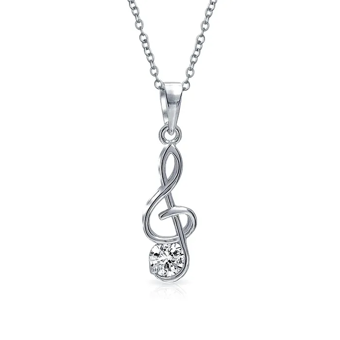 Music Teacher Student Treble Clef Pendant Necklace in Sterling Silver BlingJewelry Wholesale Necklaces Music Teacher Student Treble Clef Pendant Necklace in Sterling Silver BlingJewelry Wholesale Necklaces
