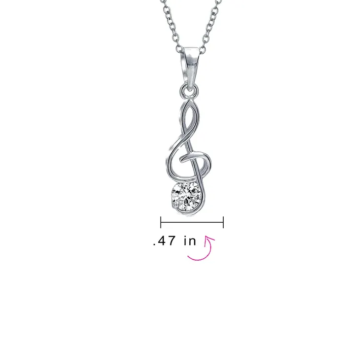 Music Teacher Student Treble Clef Pendant Necklace in Sterling Silver BlingJewelry Wholesale Necklaces