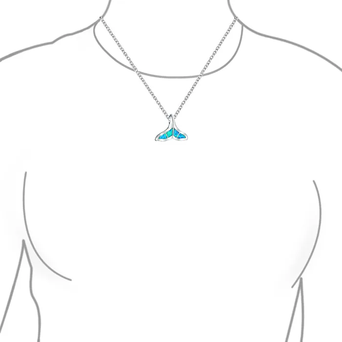 Nautical Blue Opal Whale Tail Pendant Necklace in Sterling Silver BlingJewelry Wholesale Necklaces Nautical Blue Opal Whale Tail Pendant Necklace in Sterling Silver BlingJewelry Wholesale Necklaces