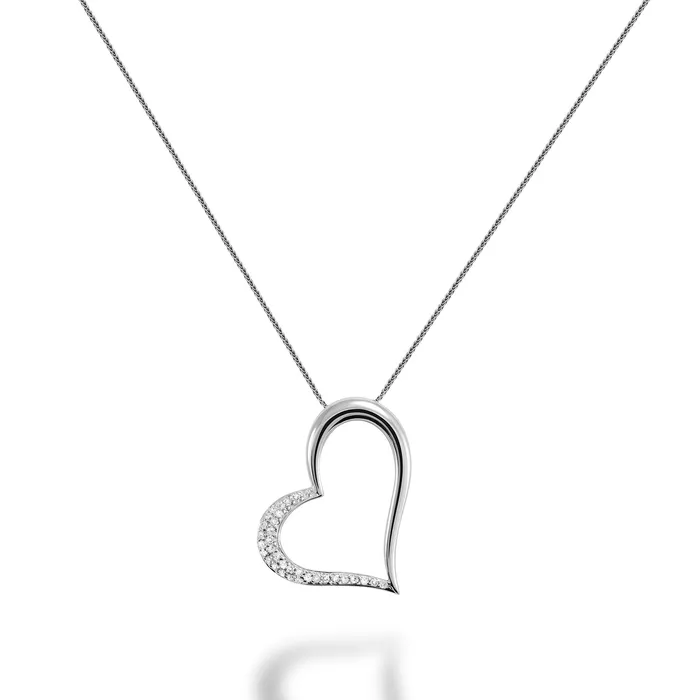 Necklaces 14kt Gold Pave Diamond Sideways Heart Necklace Classic Creations