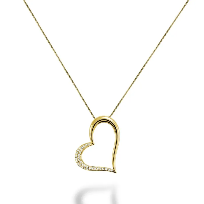 Necklaces 14kt Gold Pave Diamond Sideways Heart Necklace Classic Creations