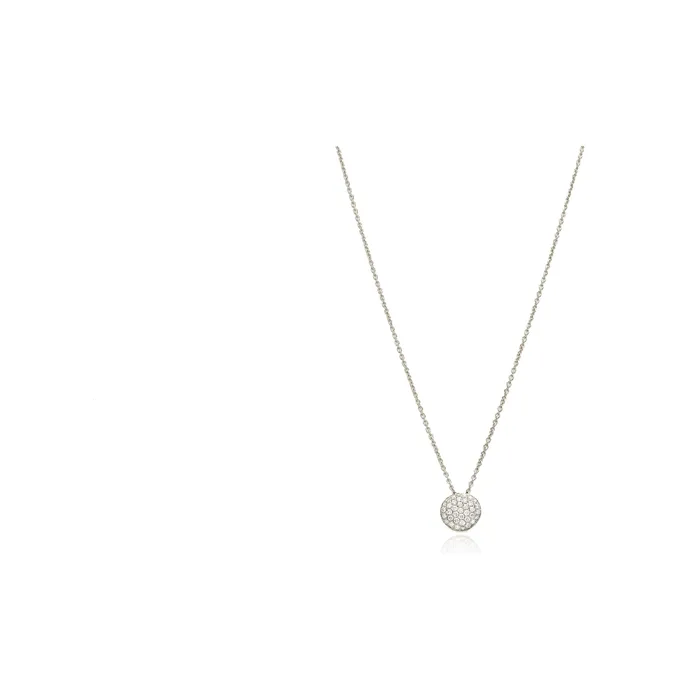 Necklaces 18kt White Gold Round Pave Disc Necklace Classic Creations