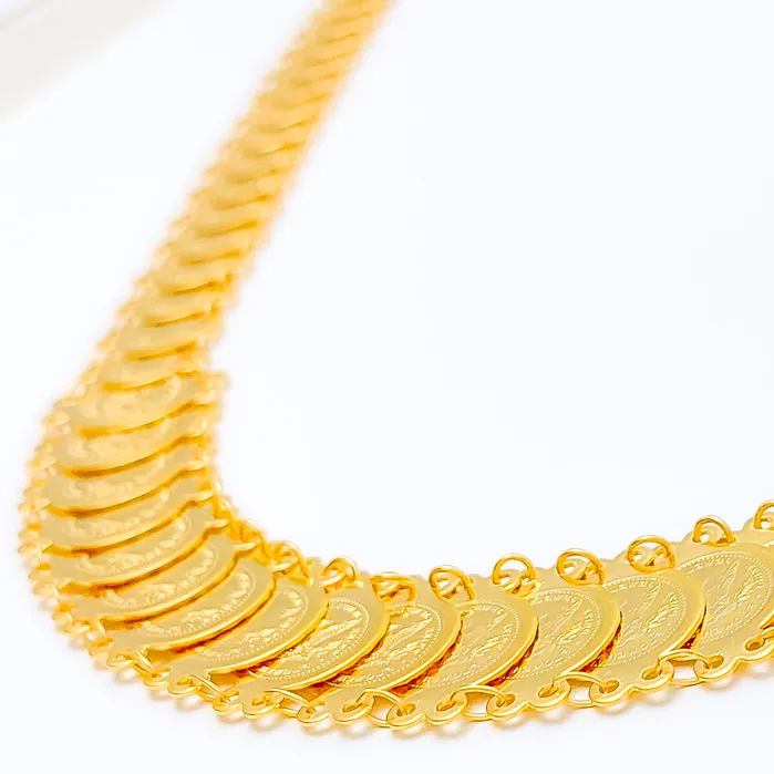 Necklaces Andaaz Jewelers Ethereal Interlinked Coin 22k Gold Necklace