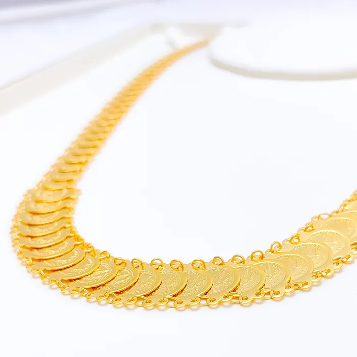 Necklaces Andaaz Jewelers Ethereal Interlinked Coin 22k Gold Necklace