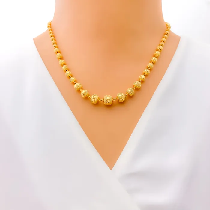 Necklaces Andaaz Jewelers Graduated Disco Orb 22k Gold Necklace