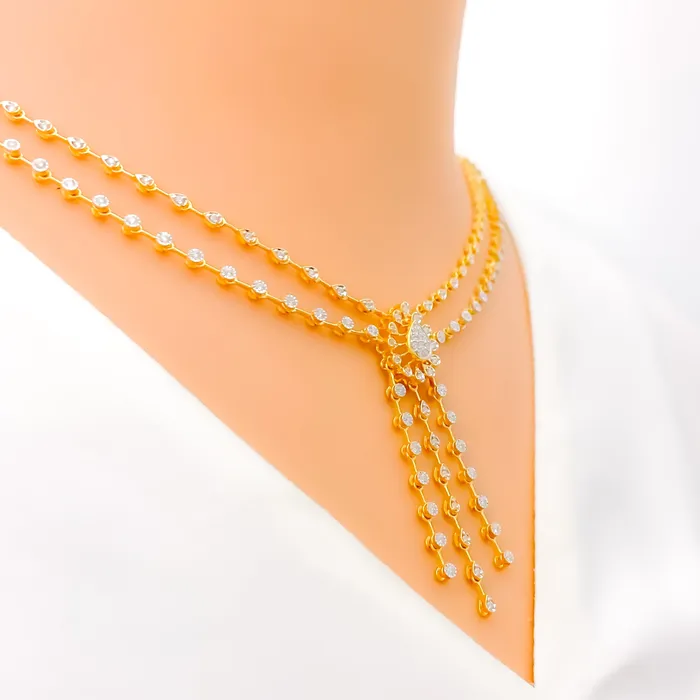 Necklaces Andaaz Jewelers Shimmering Floral Dangling Diamond 18k Gold Necklace Set Necklaces Andaaz Jewelers Shimmering Floral Dangling Diamond 18k Gold Necklace Set