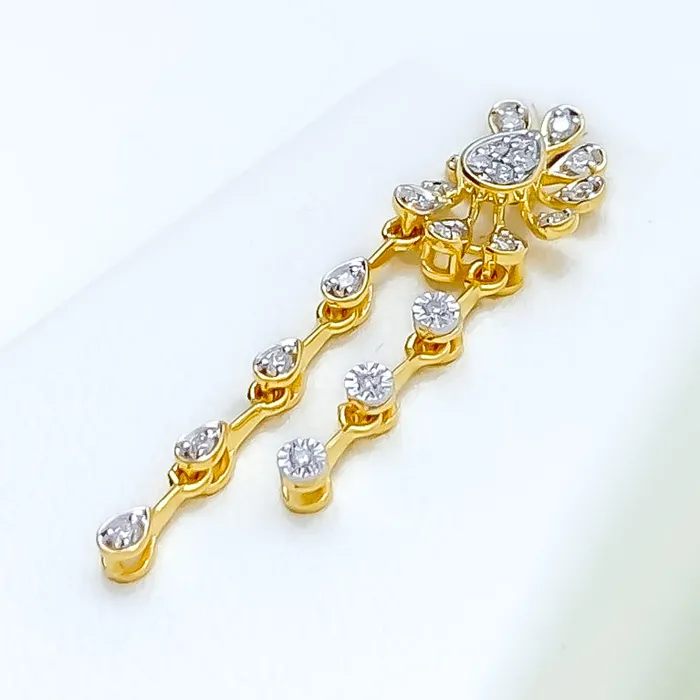 Necklaces Andaaz Jewelers Shimmering Floral Dangling Diamond 18k Gold Necklace Set