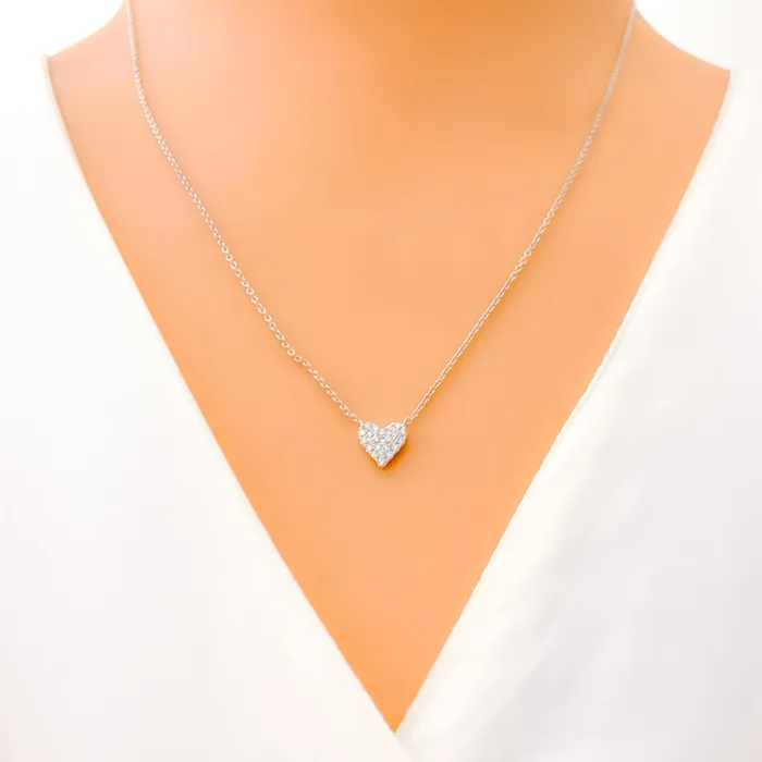 Necklaces Andaaz Jewelers Timeless Beautiful Heart Shaped 18k Gold Diamond Necklace