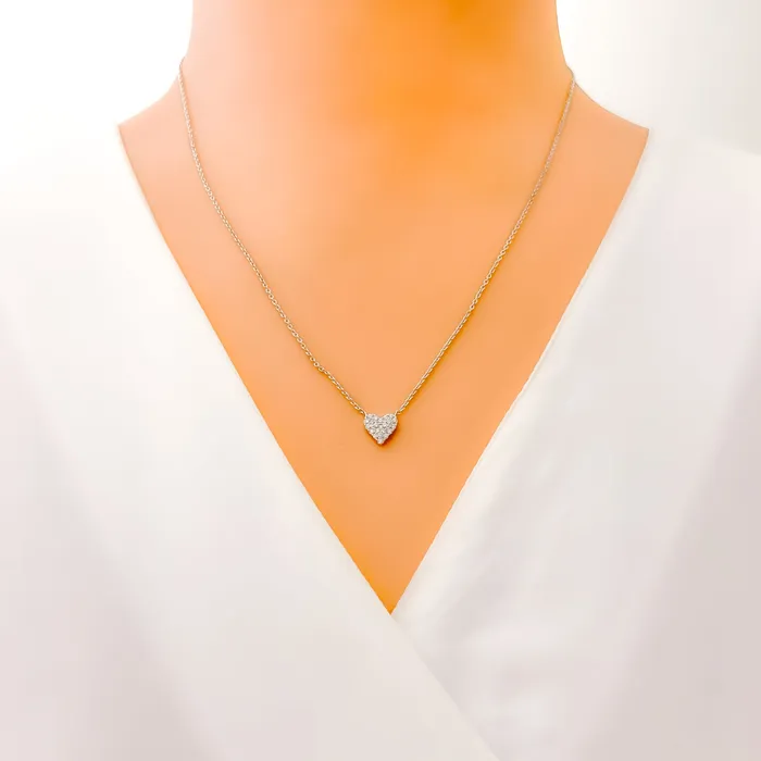 Necklaces Andaaz Jewelers Timeless Beautiful Heart Shaped 18k Gold Diamond Necklace