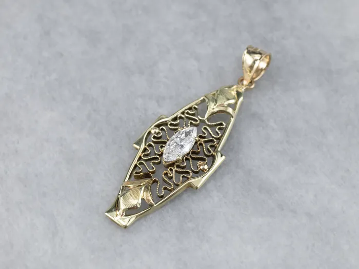 Necklaces Antique Diamond Green Gold Filigree Pendant Market Square Jewelers Necklaces Antique Diamond Green Gold Filigree Pendant Market Square Jewelers