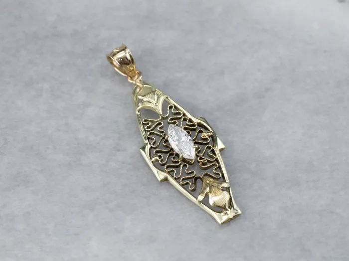 Necklaces Antique Diamond Green Gold Filigree Pendant Market Square Jewelers Necklaces Antique Diamond Green Gold Filigree Pendant Market Square Jewelers