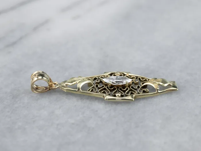 Necklaces Antique Diamond Green Gold Filigree Pendant Market Square Jewelers Necklaces Antique Diamond Green Gold Filigree Pendant Market Square Jewelers
