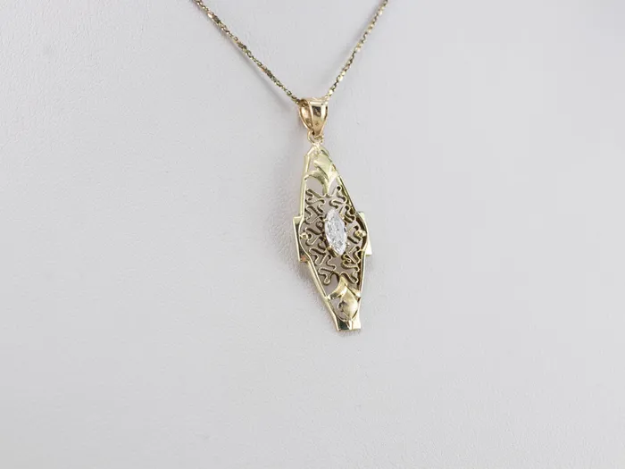 Necklaces Antique Diamond Green Gold Filigree Pendant Market Square Jewelers Necklaces Antique Diamond Green Gold Filigree Pendant Market Square Jewelers