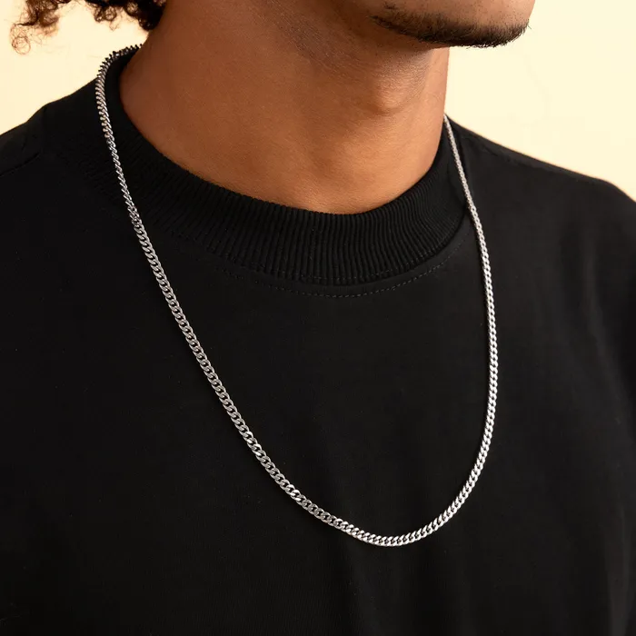 Necklaces aporro 35mm Miami Micro Cuban Curb Chain White Gold