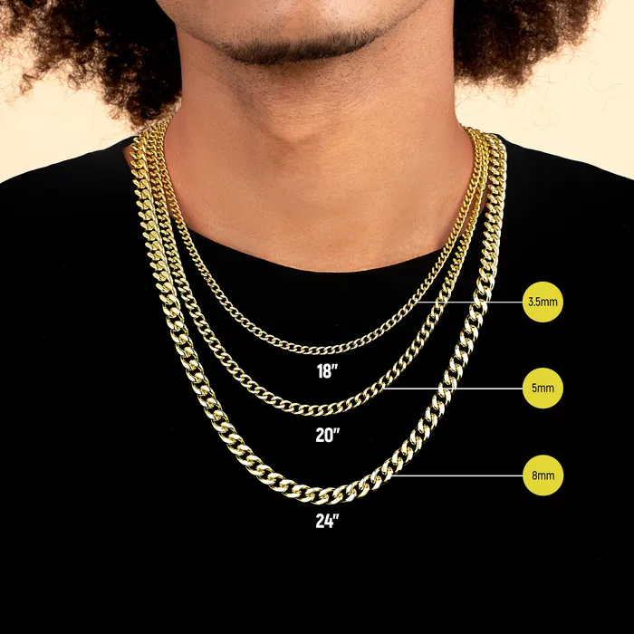 Necklaces aporro 35mm Miami Micro Cuban Curb Chain White Gold