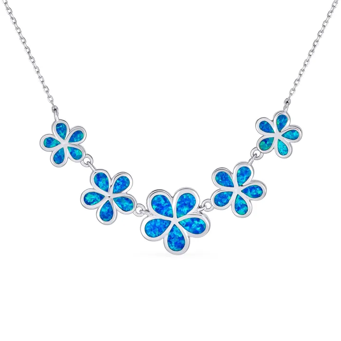 Necklaces BlingJewelry Wholesale Gemstone Blue Opal Plumeria Pendant Necklace Sterling Silver October Birthstone Necklaces BlingJewelry Wholesale Gemstone Blue Opal Plumeria Pendant Necklace Sterling Silver October Birthstone