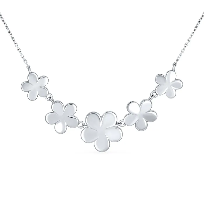 Necklaces BlingJewelry Wholesale Gemstone Blue Opal Plumeria Pendant Necklace Sterling Silver October Birthstone