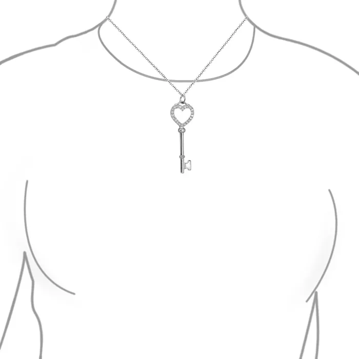 Necklaces BlingJewelry Wholesale Sterling Silver Open Heart Key Pendant Necklace with Pave Cubic Zirconia Necklaces BlingJewelry Wholesale Sterling Silver Open Heart Key Pendant Necklace with Pave Cubic Zirconia