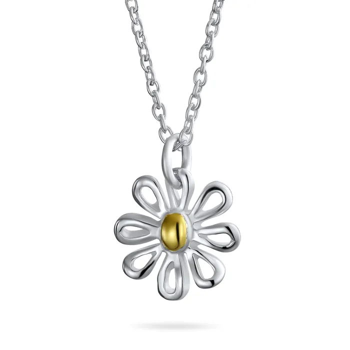 Necklaces BlingJewelry Wholesale Summer Spring Sunflower Daisy Pendant Necklace TwoTone 14K Gold Plated Silver Necklaces BlingJewelry Wholesale Summer Spring Sunflower Daisy Pendant Necklace TwoTone 14K Gold Plated Silver