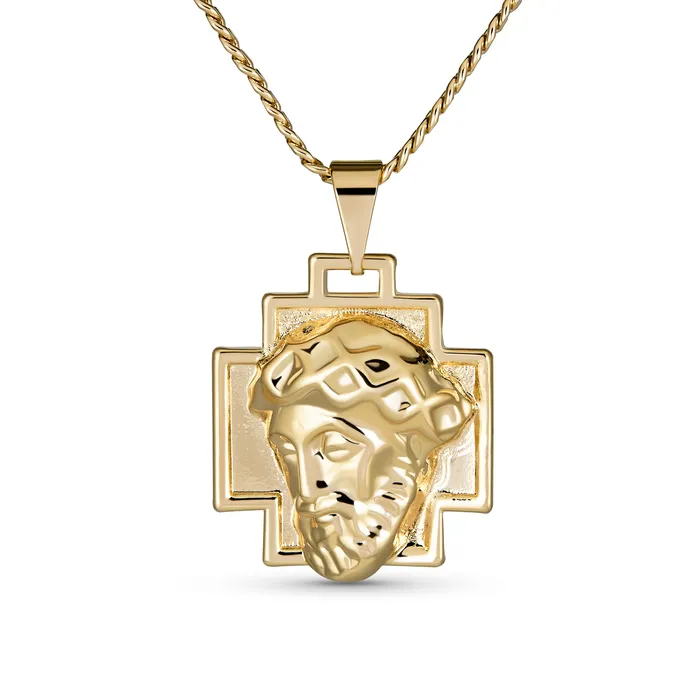Necklaces BlingJewelry Wholesale Unisex Yellow Gold Plated Pendant Necklace with Jesus Christ Cross Medallion Necklaces BlingJewelry Wholesale Unisex Yellow Gold Plated Pendant Necklace with Jesus Christ Cross Medallion