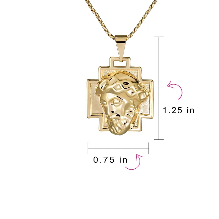 Necklaces BlingJewelry Wholesale Unisex Yellow Gold Plated Pendant Necklace with Jesus Christ Cross Medallion