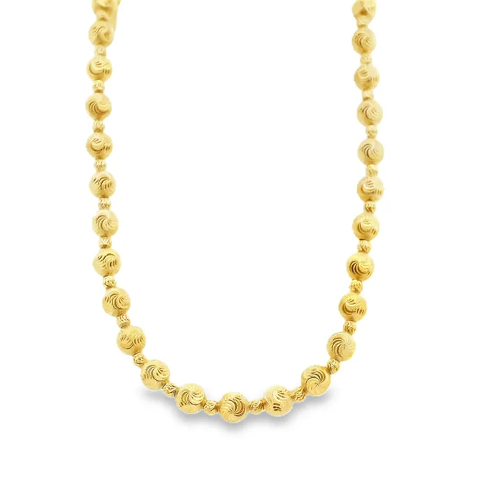 Necklaces Classic Creations 18kt Yellow Gold 6mm3mm Diamond Cut Ball Necklace Necklaces Classic Creations 18kt Yellow Gold 6mm3mm Diamond Cut Ball Necklace