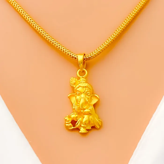 Necklaces Impeccable Embellished 22k Gold Baby Ganesh Pendant Andaaz Jewelers Necklaces Impeccable Embellished 22k Gold Baby Ganesh Pendant Andaaz Jewelers