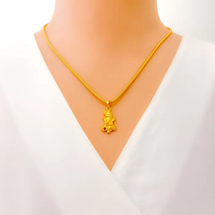 Necklaces Impeccable Embellished 22k Gold Baby Ganesh Pendant Andaaz Jewelers