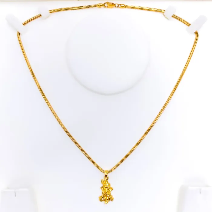 Necklaces Impeccable Embellished 22k Gold Baby Ganesh Pendant Andaaz Jewelers