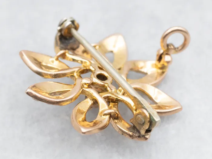 Necklaces Market Square Jewelers Antique Old Mine Cut Diamond and Seed Pearl Flower Pin or Pendant