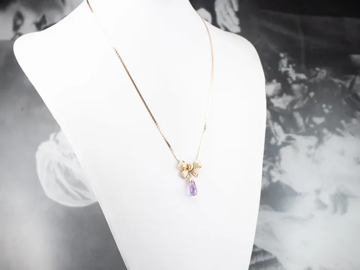 Necklaces Market Square Jewelers Gold Bow Amethyst and Diamond Necklace Necklaces Market Square Jewelers Gold Bow Amethyst and Diamond Necklace