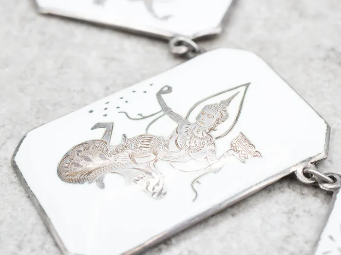 Necklaces Market Square Jewelers Thai Goddess White NielloSilver Panel Necklace