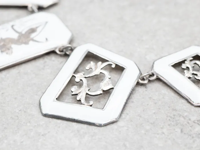 Necklaces Market Square Jewelers Thai Goddess White NielloSilver Panel Necklace