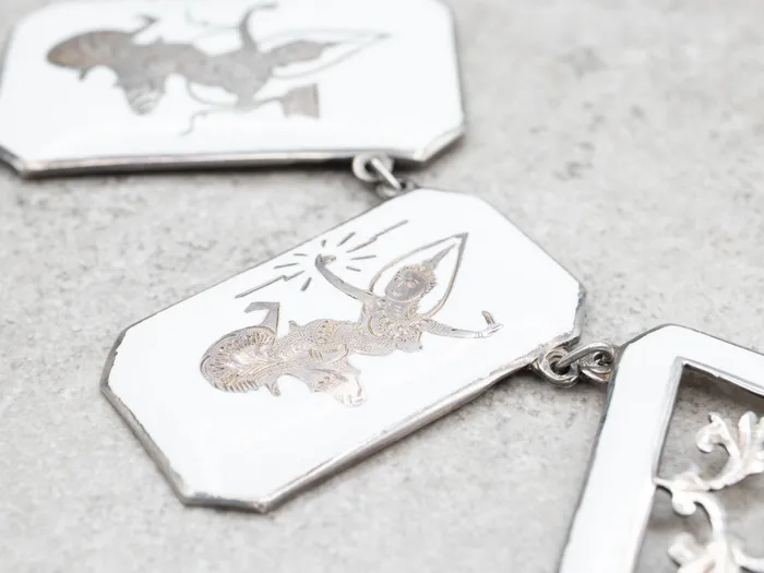Necklaces Market Square Jewelers Thai Goddess White NielloSilver Panel Necklace