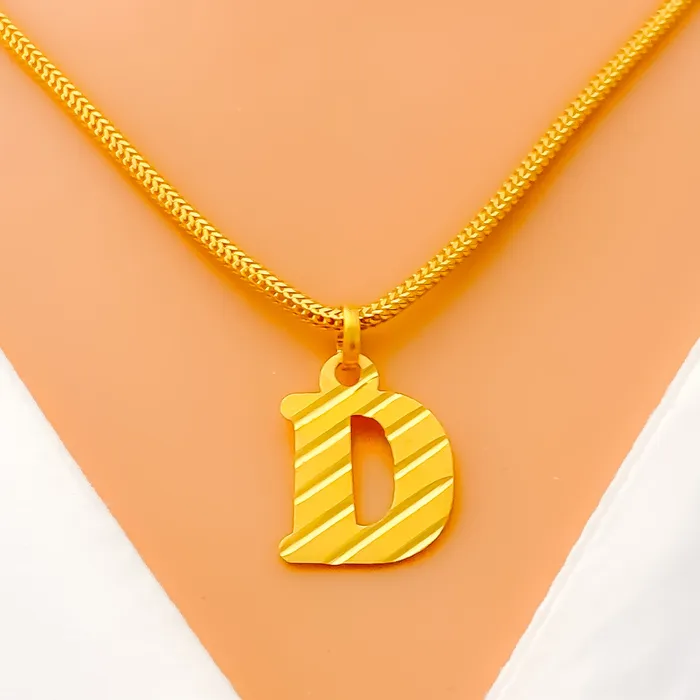 Ornate Bold D 22k Gold Letter Pendant Andaaz Jewelers PreStyled Sets