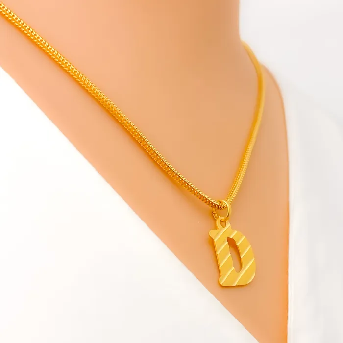 Ornate Bold D 22k Gold Letter Pendant Andaaz Jewelers PreStyled Sets